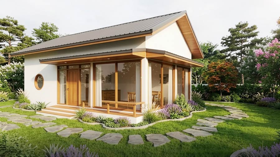 Mẫu thiết kế nhà 50m2 1 tầng mái Nhật