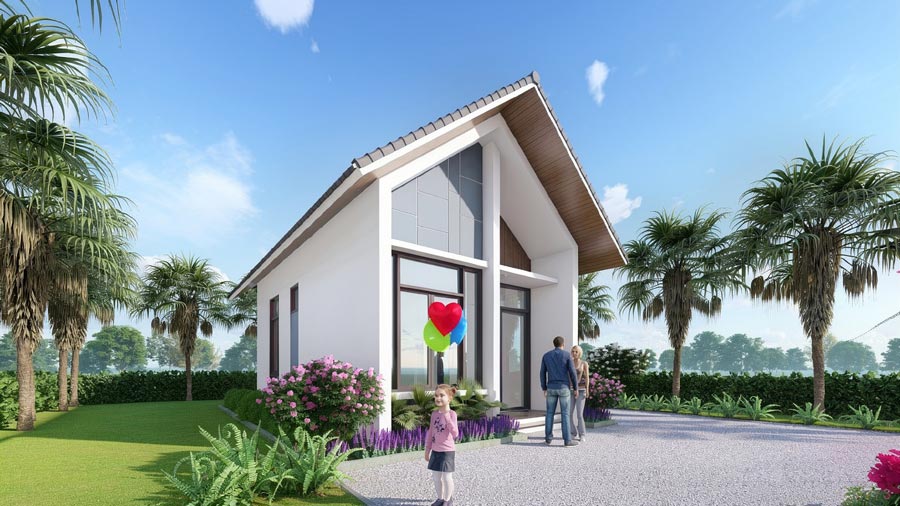 Mẫu thiết kế nhà 1 tầng 50m2 mái Thái