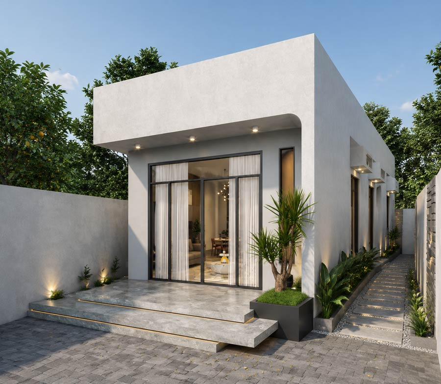 Mẫu thiết kế nhà 1 tầng 5x15m 2 phòng ngủ