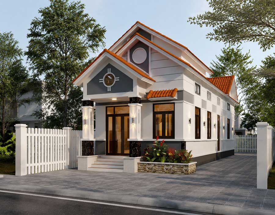 Mẫu thiết kế nhà 1 tầng 5x15m có gác lửng