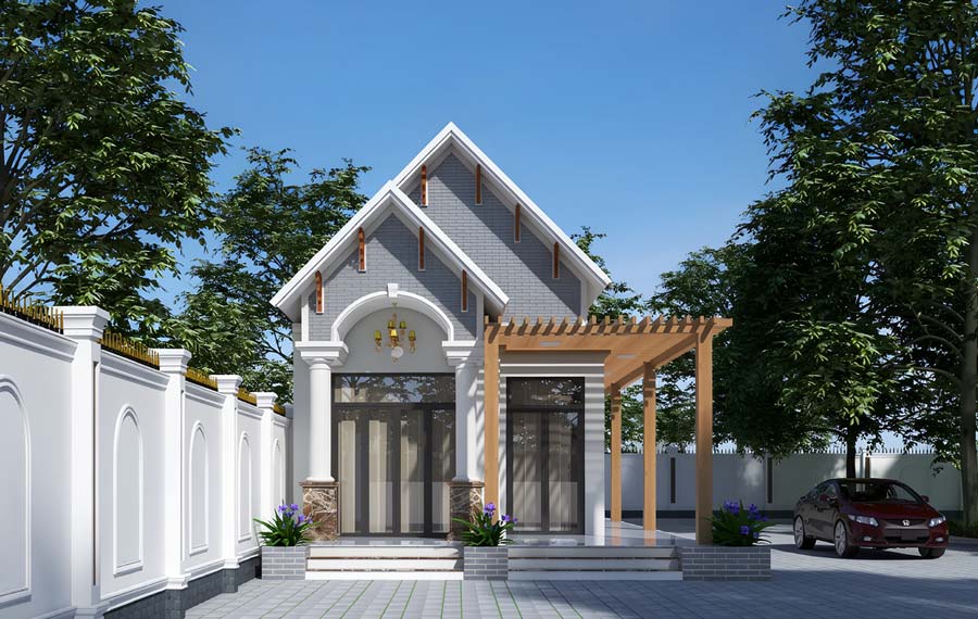 Mẫu nhà 1 tầng 5x15m có gara