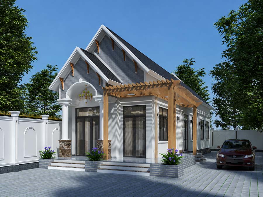 Mẫu nhà 1 tầng 5x15m có gara