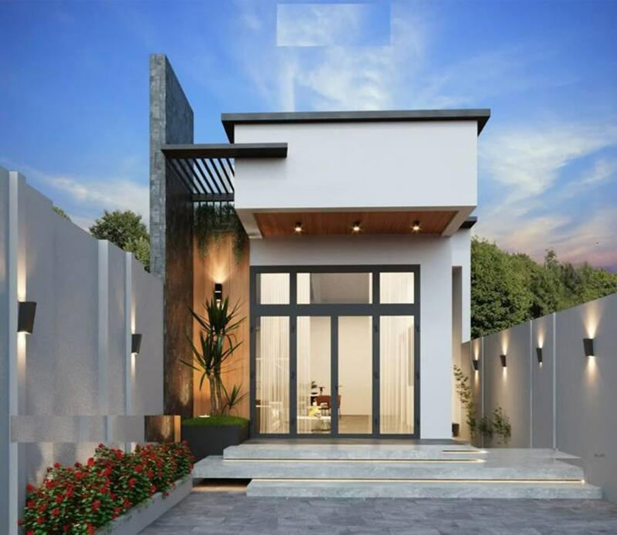 Mẫu thiết kế nhà 1 tầng 5x15m có sân vườn