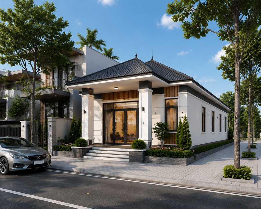 Mẫu nhà 5x15m 1 tầng mái Nhật