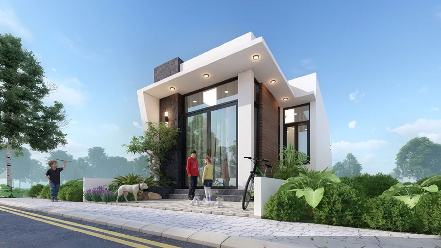 Mẫu nhà 1 tầng 5x15m mái bằng