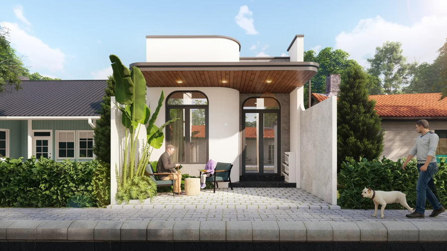Mẫu nhà 1 tầng 5x15m mái bằng