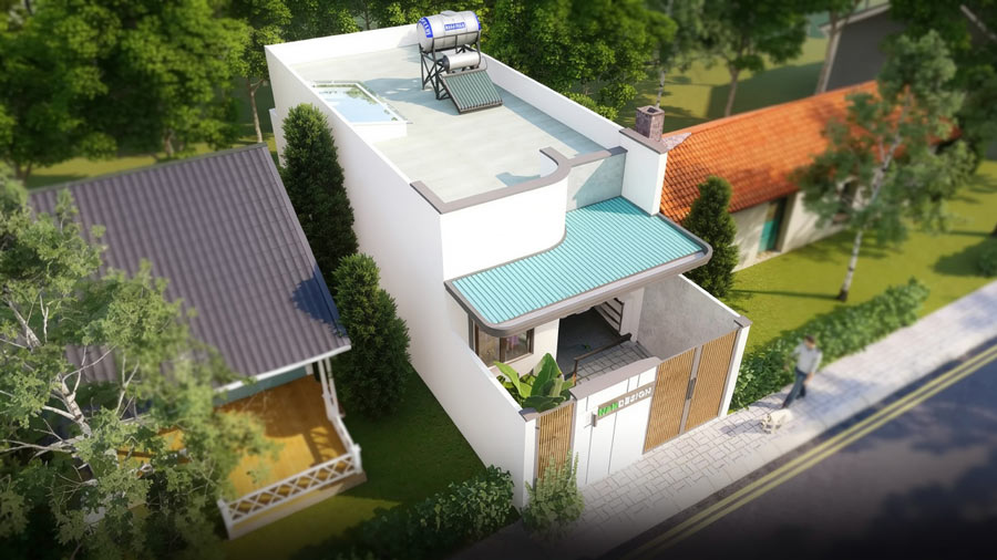 Mẫu nhà 1 tầng 5x15m mái bằng