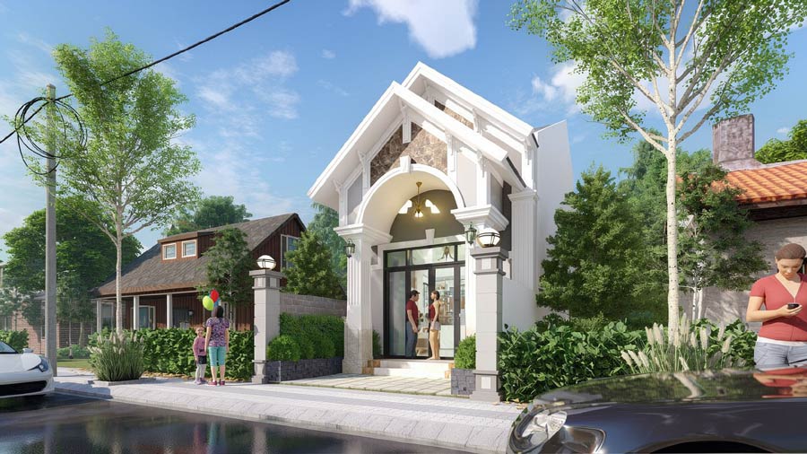 Thiết kế nhà 1 tầng 5x15m mái Thái