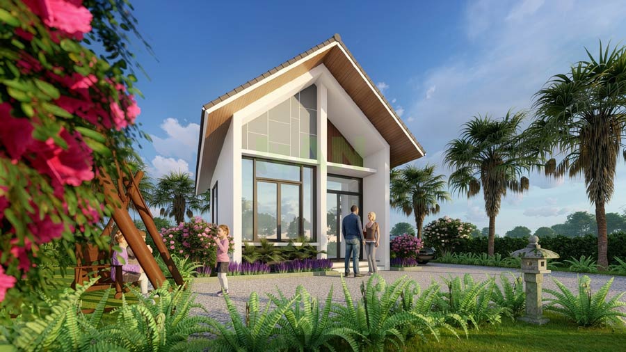 Thiết kế nhà 1 tầng 5x15m mái Thái