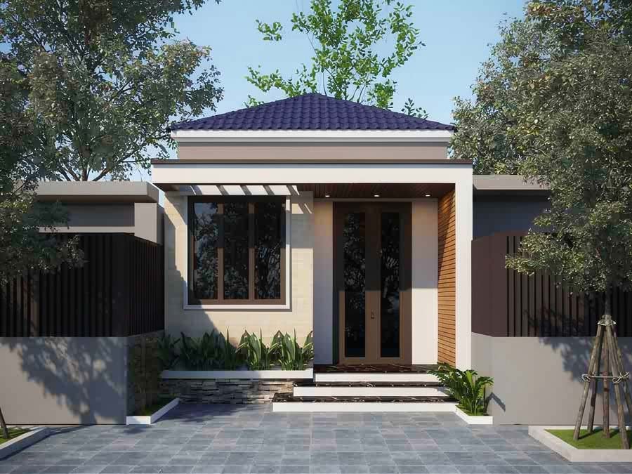 Mẫu thiết kế nhà 1 tầng 5x18m mái nhật