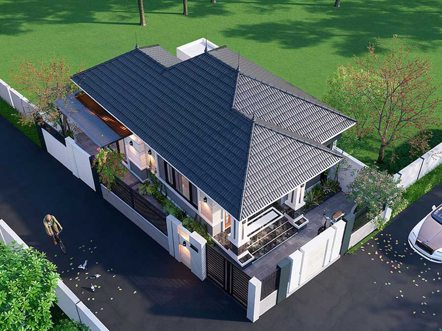 Thiết kế nhà 1 tầng 80m2 2 phòng ngủ
