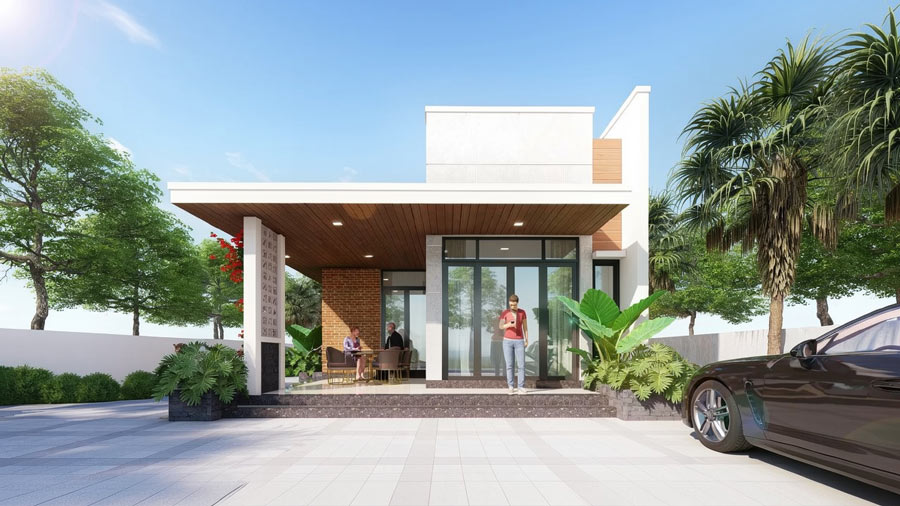 Mẫu nhà 80m2 1 tầng chữ L