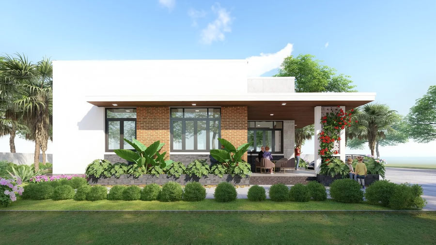 Mẫu nhà 80m2 1 tầng chữ L