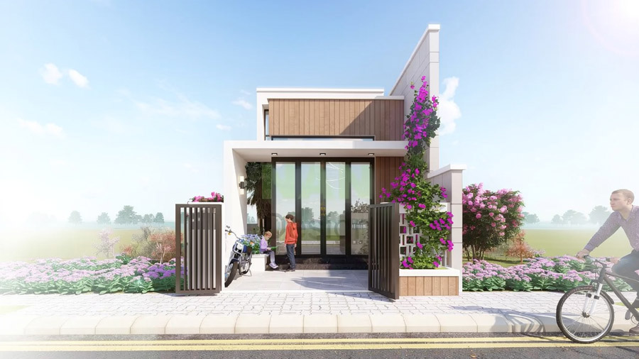 Mẫu nhà 1 tầng 80m2 có gác lửng