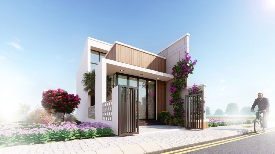 Mẫu nhà 1 tầng 80m2 có gác lửng