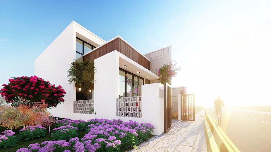 Mẫu nhà 1 tầng 80m2 có gác lửng