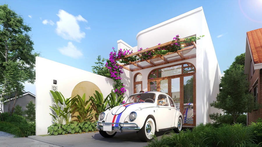 Mẫu thiết kế nhà 1 tầng 80m2 có gara
