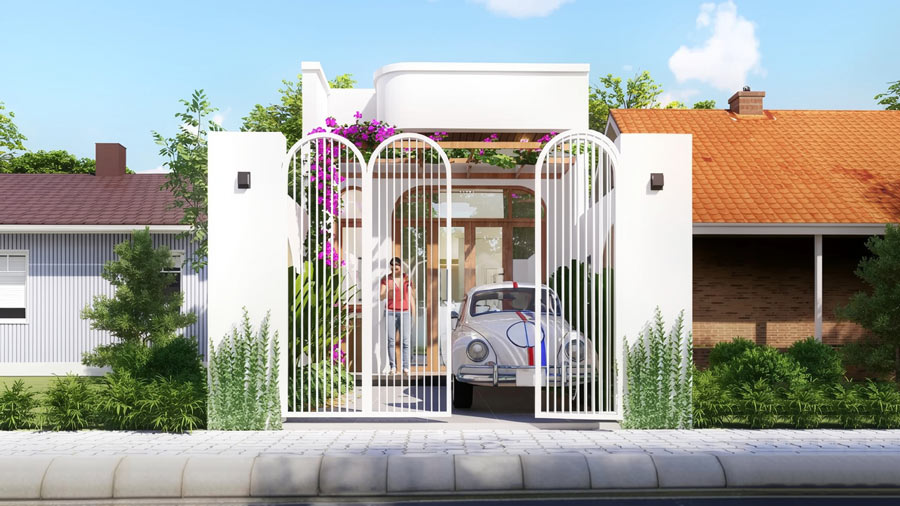 Mẫu thiết kế nhà 1 tầng 80m2 có gara