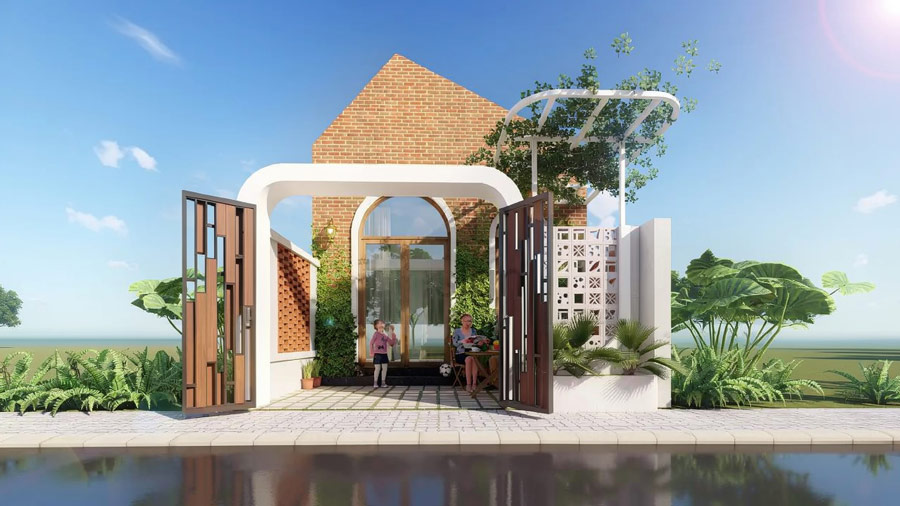 Mẫu thiết kế nhà 1 tầng 80m2 có sân vườn