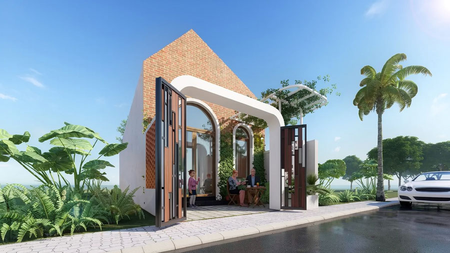 Mẫu thiết kế nhà 1 tầng 80m2 có sân vườn