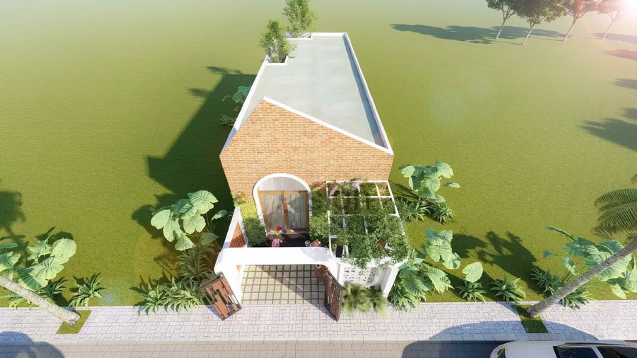 Mẫu thiết kế nhà 1 tầng 80m2 có sân vườn