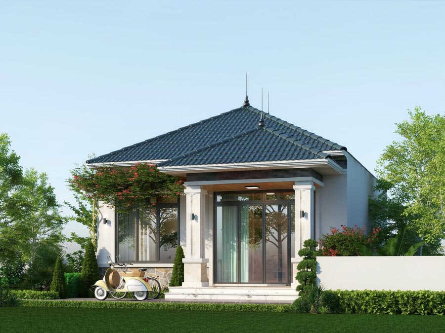 Mẫu nhà 1 tầng 80m2 mái Nhật