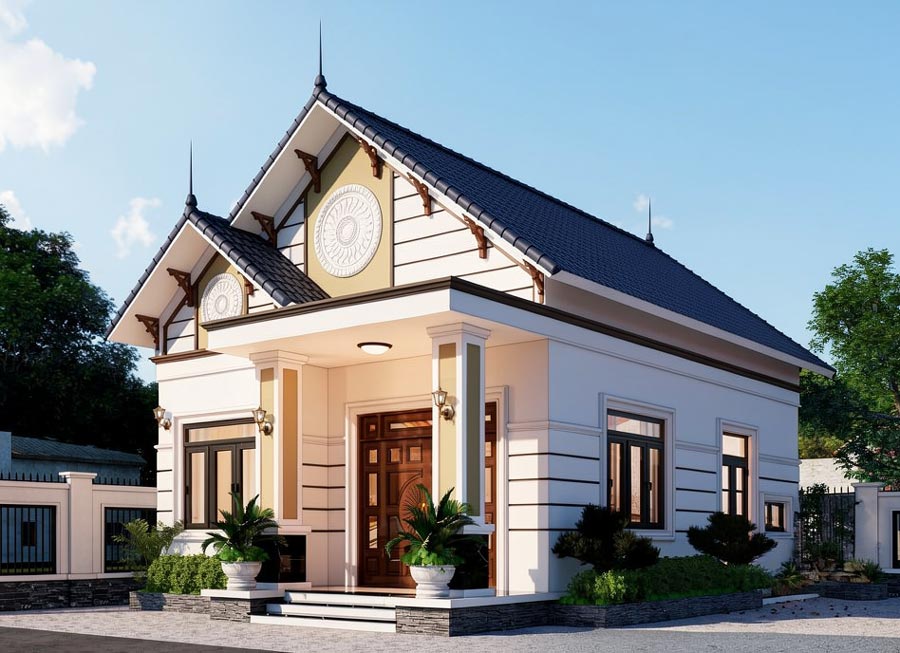 Mẫu thiết kế nhà 1 tầng 80m2 mái Thái