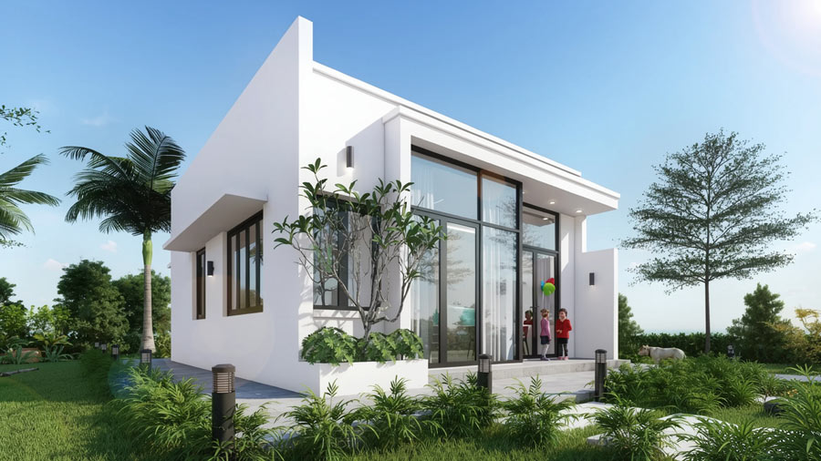 Thiết kế nhà 1 tầng 80m2 mái bằng