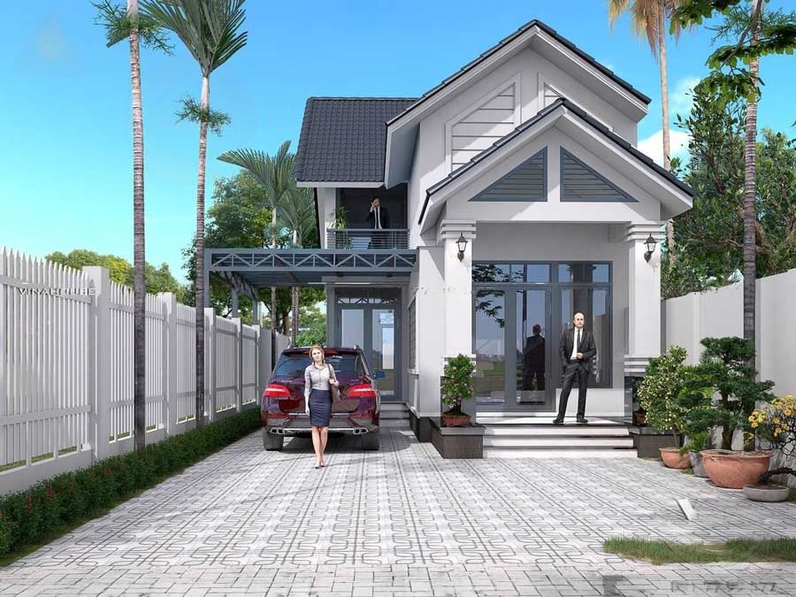 Mẫu nhà 1 tầng 100m2 có gác lửng