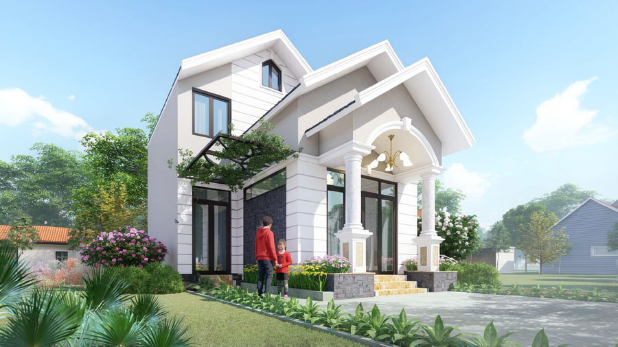Mẫu nhà 1 tầng 100m2 có gác lửng
