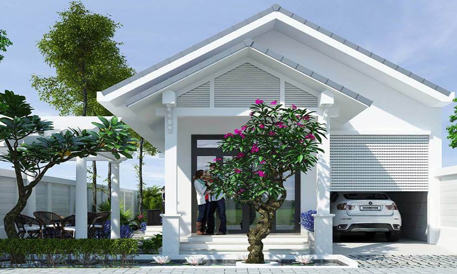 Mẫu thiết kế nhà 1 tầng 100m2 có gara