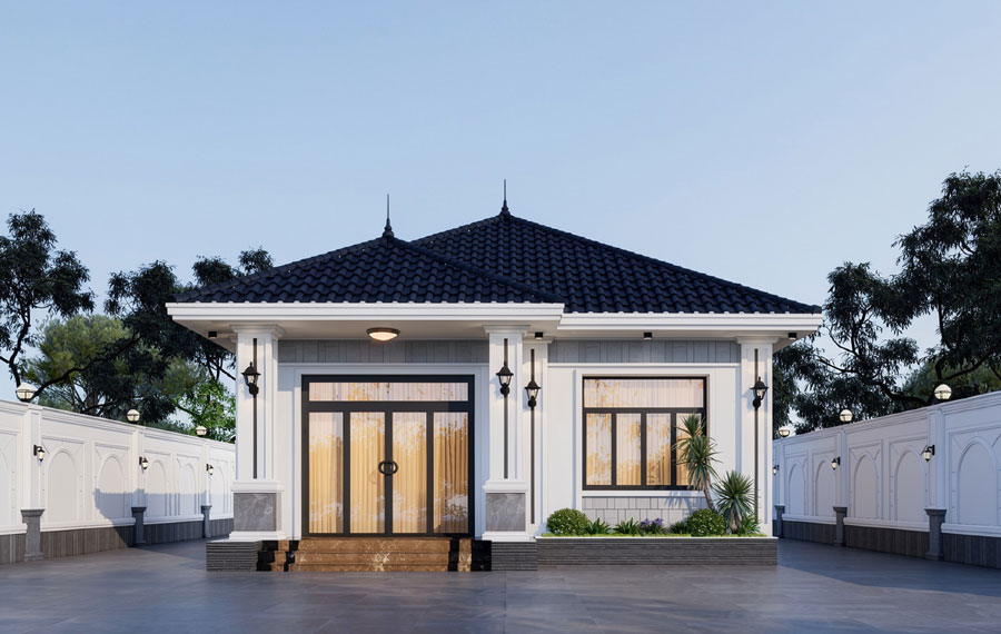 Mẫu thiết kế nhà 1 tầng 100m2 có gara