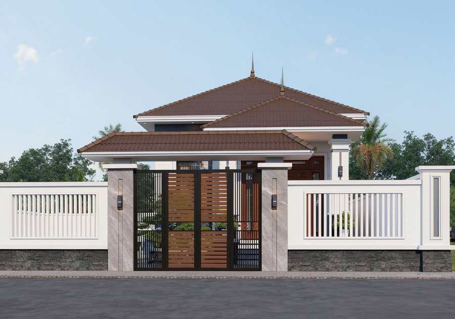 Mẫu thiết kế nhà 1 tầng 100m2 có gara