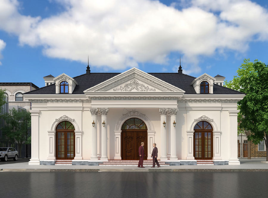 Mẫu nhà 100m2 1 tầng kiểu Pháp