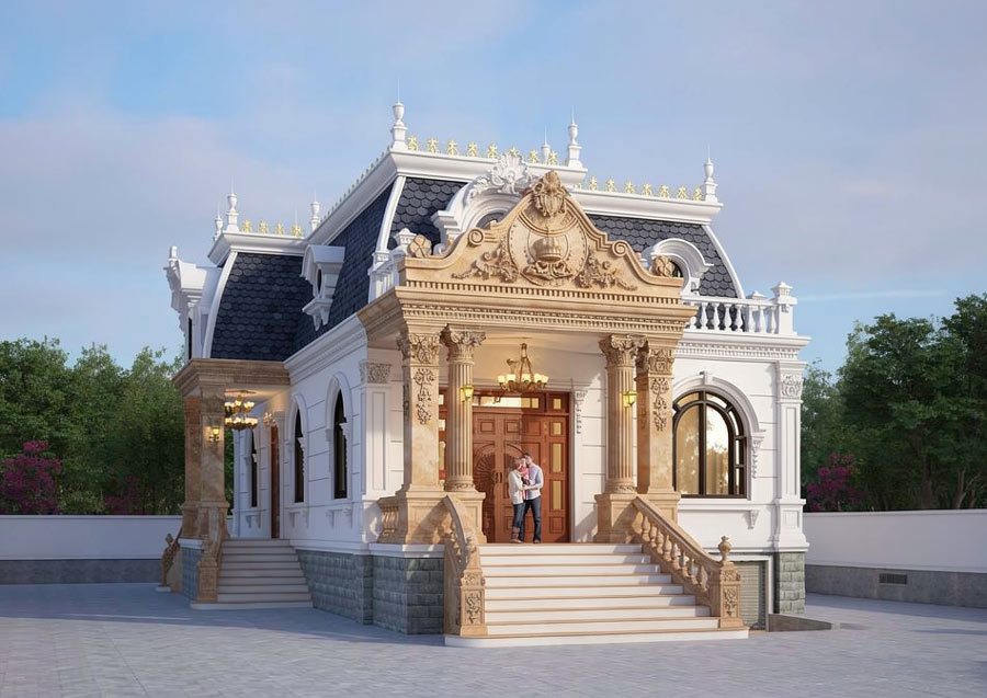 Mẫu thiết kế nhà 100m2 1 tầng mái Mansard