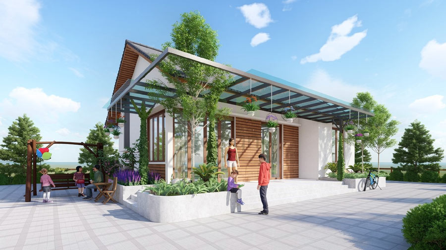 Mẫu thiết kế nhà 60m2 1 tầng 3 phòng ngủ