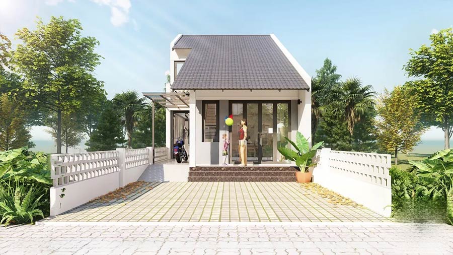 Mẫu nhà 1 tầng 60m2 có gác lửng