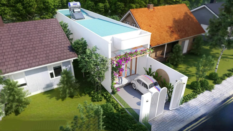 Mẫu nhà 60m2 1 tầng có gara để xe