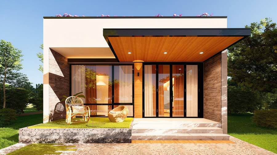 Mẫu thiết kế nhà 70m2 1 tầng hiện đại