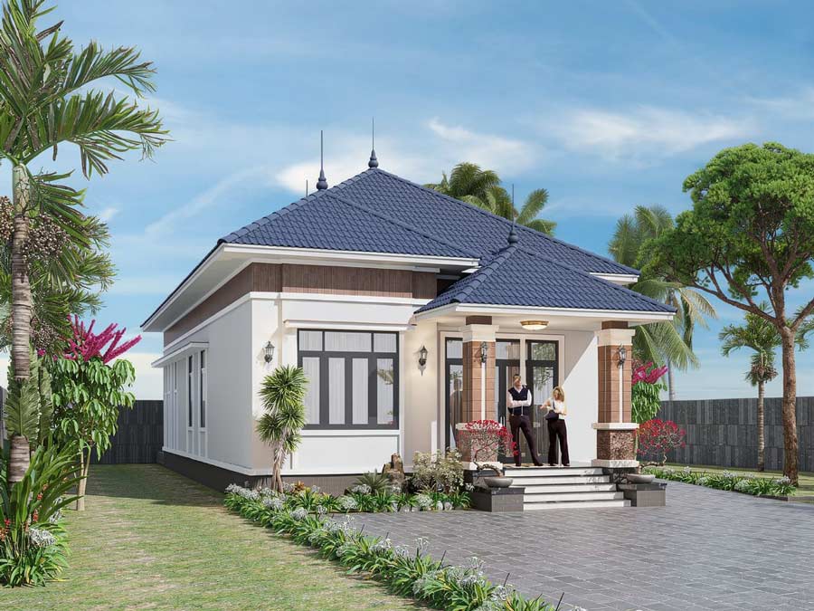 Mẫu thiết kế nhà 1 tầng 90m2 2 phòng ngủ