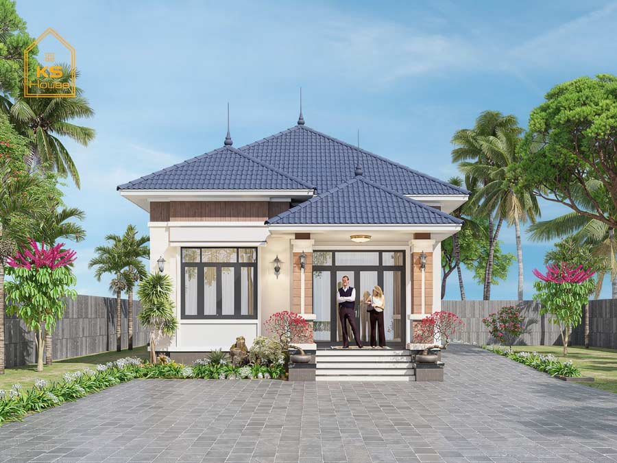 Mẫu thiết kế nhà 1 tầng 90m2 2 phòng ngủ
