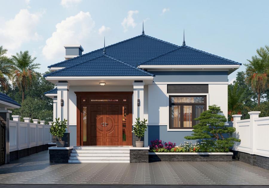 Mẫu nhà 90m2 1 tầng 3 phòng ngủ