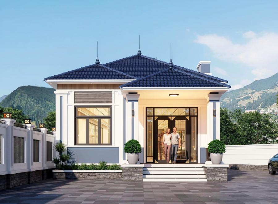 Mẫu nhà 1 tầng 90m2 có sân vườn