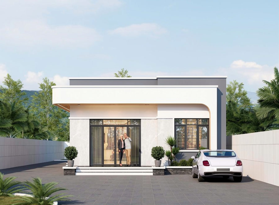 Mẫu nhà 1 tầng 90m2 có sân vườn