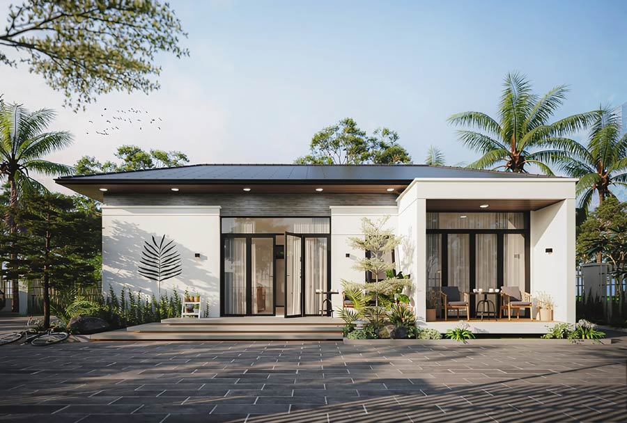 Thiết kế nhà 1 tầng 90m2 hiện đại