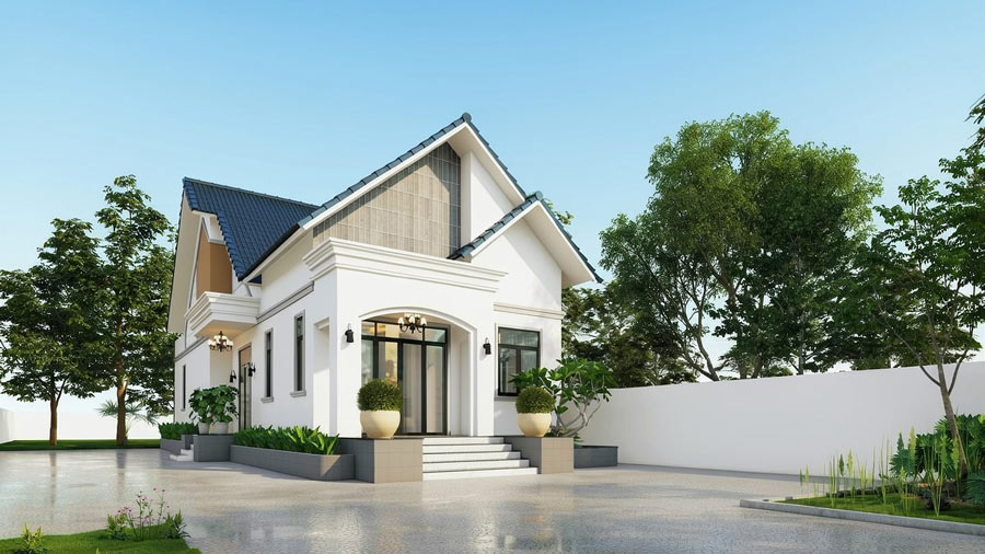 Thiết kế nhà 90m2 1 tầng mái Thái