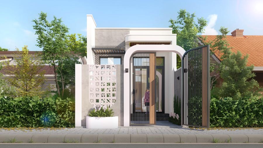 Thiết kế nhà ống 1 tầng 80m2 tối giản