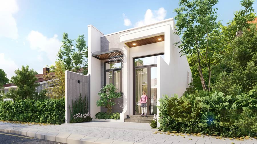 Thiết kế nhà ống 1 tầng 80m2 tối giản