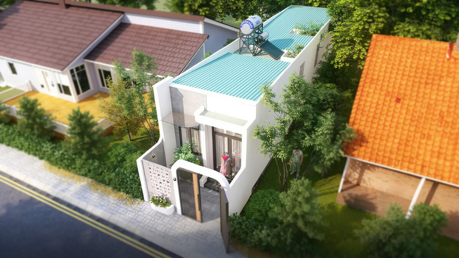 Thiết kế nhà ống 1 tầng 80m2 tối giản
