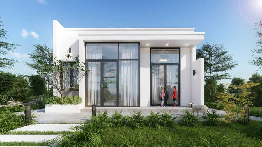 Mẫu nhà vuông 1 tầng 40m2